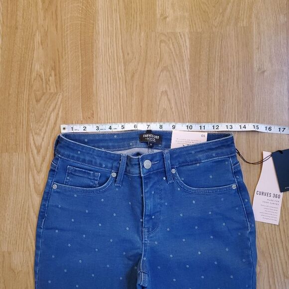 NEW! NYDJ Slim Straight Polka Dot Ankle Jeans - size 0 - Picture 8 of 13
